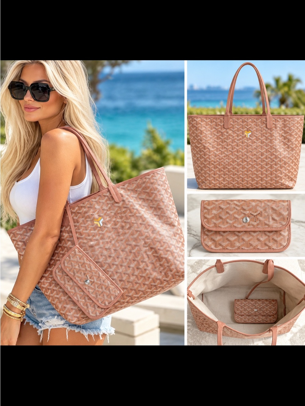 FASHION Pearly Pink Canvas Tote Bag with Matching Pouch - Chic Everyday Carry